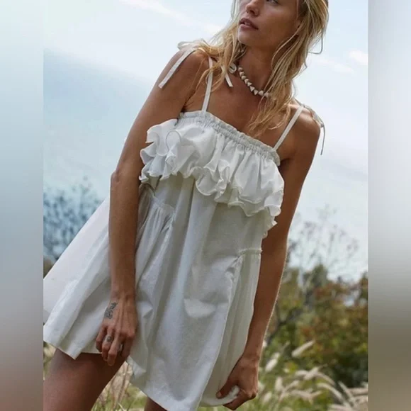 FREE PEOPLE ruffle mini dress - Picture 1 of 8